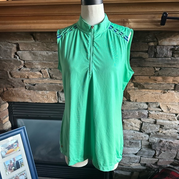 EP Golf ⛳️ Women’s Kelly Green & Blue Sleeveless Performance Quarter Zio - Sz LG - Picture 7 of 11